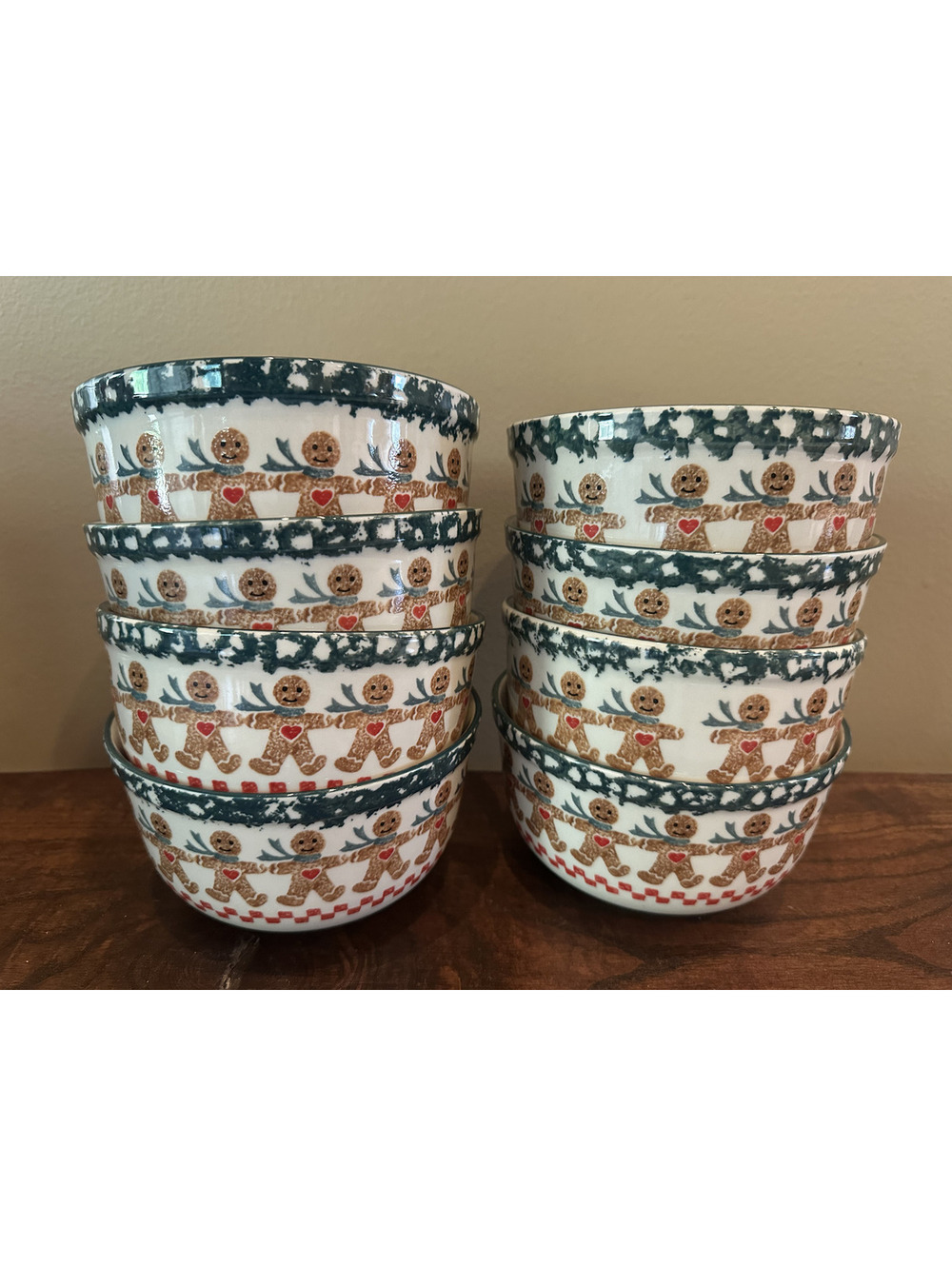 Set of 8 Vintage Tienshan Folk Craft Gingerbread Soup Bowls